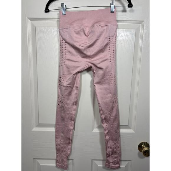 GymShark Leggings Energy Seamless Laser Cut High Rise Pastel Pink Women's XS - Picture 4 of 6